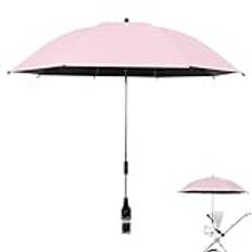 Kids Stroller Parasol, Foldable Wheelchair Sunshade With Clamp, Portable UV Protection Umbrella, Pushchair Attachment For Outdoor Travel And Sunny Day Activities
