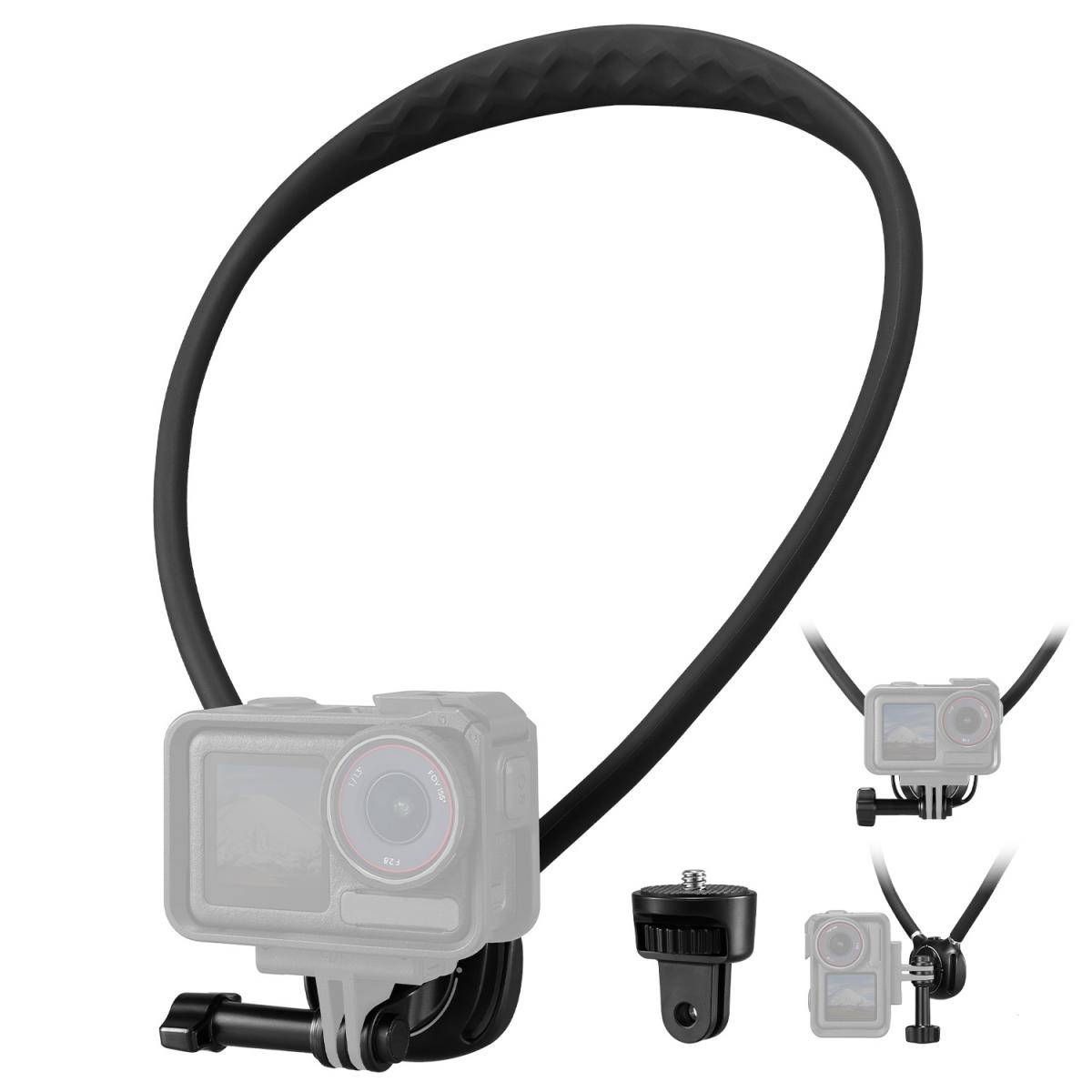 KENTFAITH K&F CONCEPT Neck Mount with Air Cushion, Camera Holder with 1/4" Adapter, Hands-Free POV Vlogging for GoPro Hero 13/12/11/10/9/8/7/6/5/4/MAX, Insta 360 X5/X4/Ace Pro 2, DJI Osmo Nano Action 3/4/5 Pro