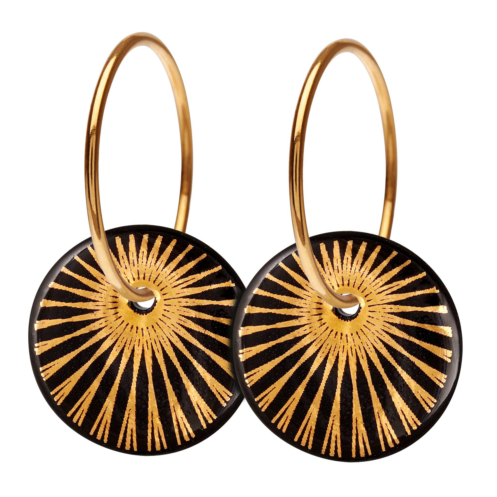 Splash øreringe - Scherning - Stor - Black/Gold