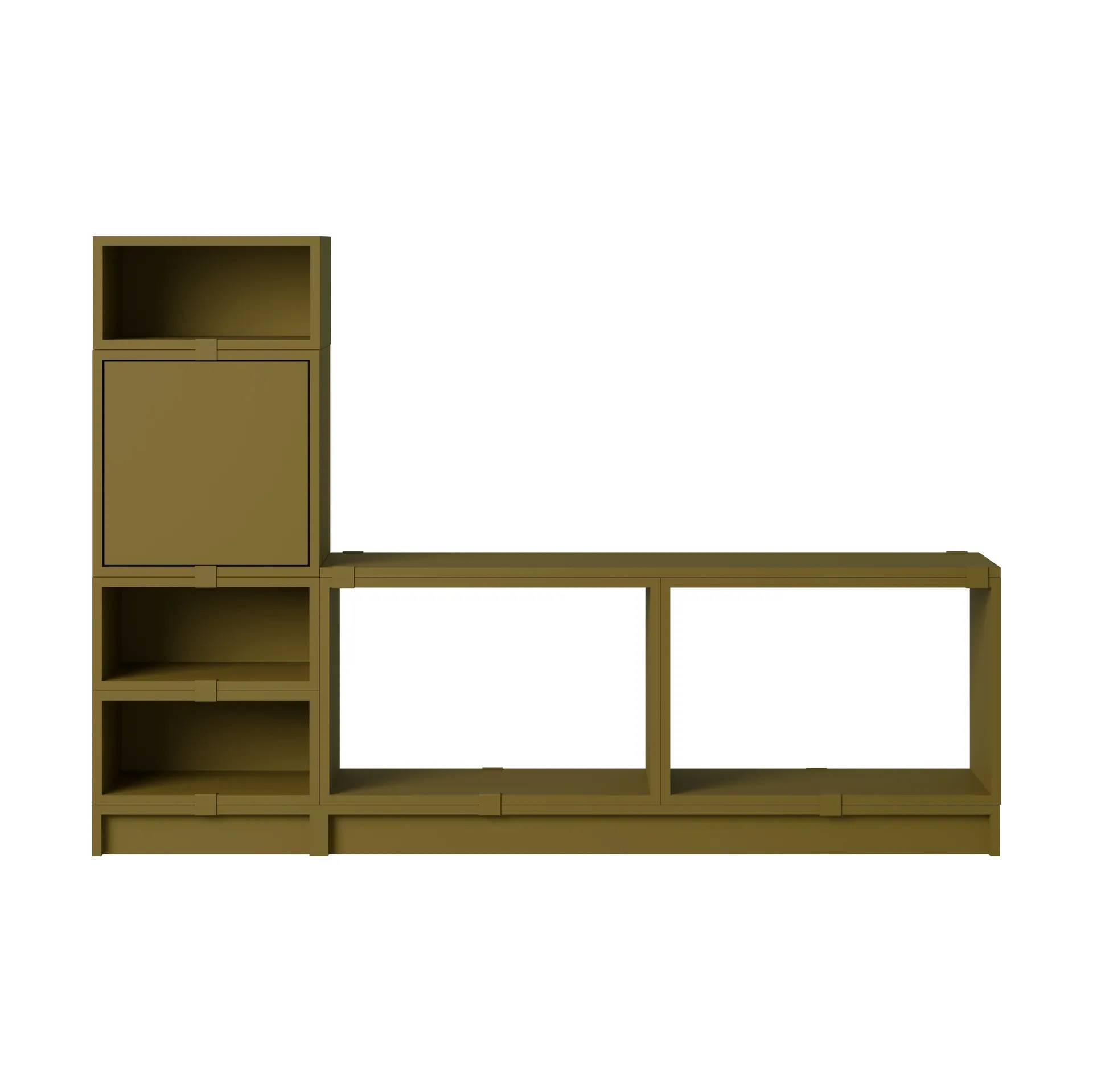 Muuto Stacked förvaringssystem hall konfiguration 1 Brown green