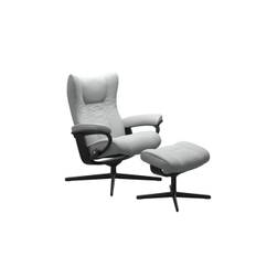 Stressless® Wing lænestol (Dinamica microfiber, inkl. skammel, Cross matsort stel)