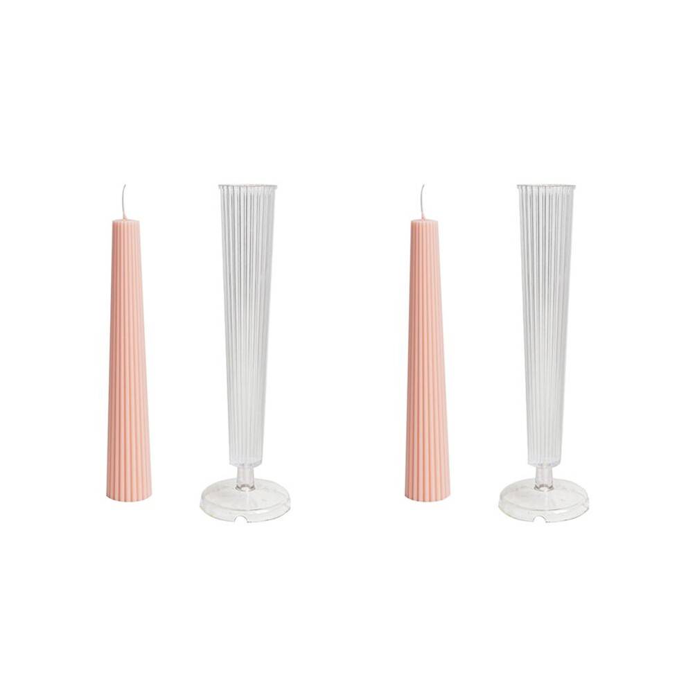 2X Randig Långstång Kolumn Aromaterapi Ljusformsats PC Plast Akrylform DIY Handgjorda Kyrkljusstillverkningsverktyg