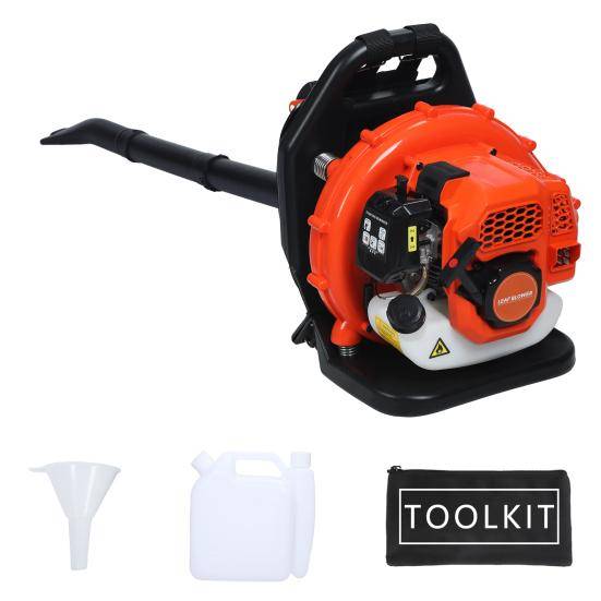Gasoline Leaf Blower 52CC Gas Backpack Blower 2-Stroke Engine 550CFM Commercial-Grade Dust Patio Lawn Care Cleaning Yard Work Landscaping Snow orange