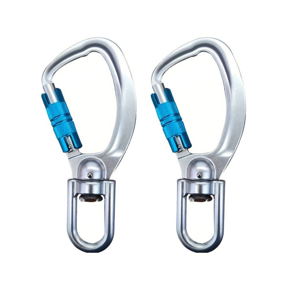 2X Swivel Carabiner Clip 360 Rotatable Carabiner Auto Locking Carabiner C-Ring Climbing Equipment Survival Rescue