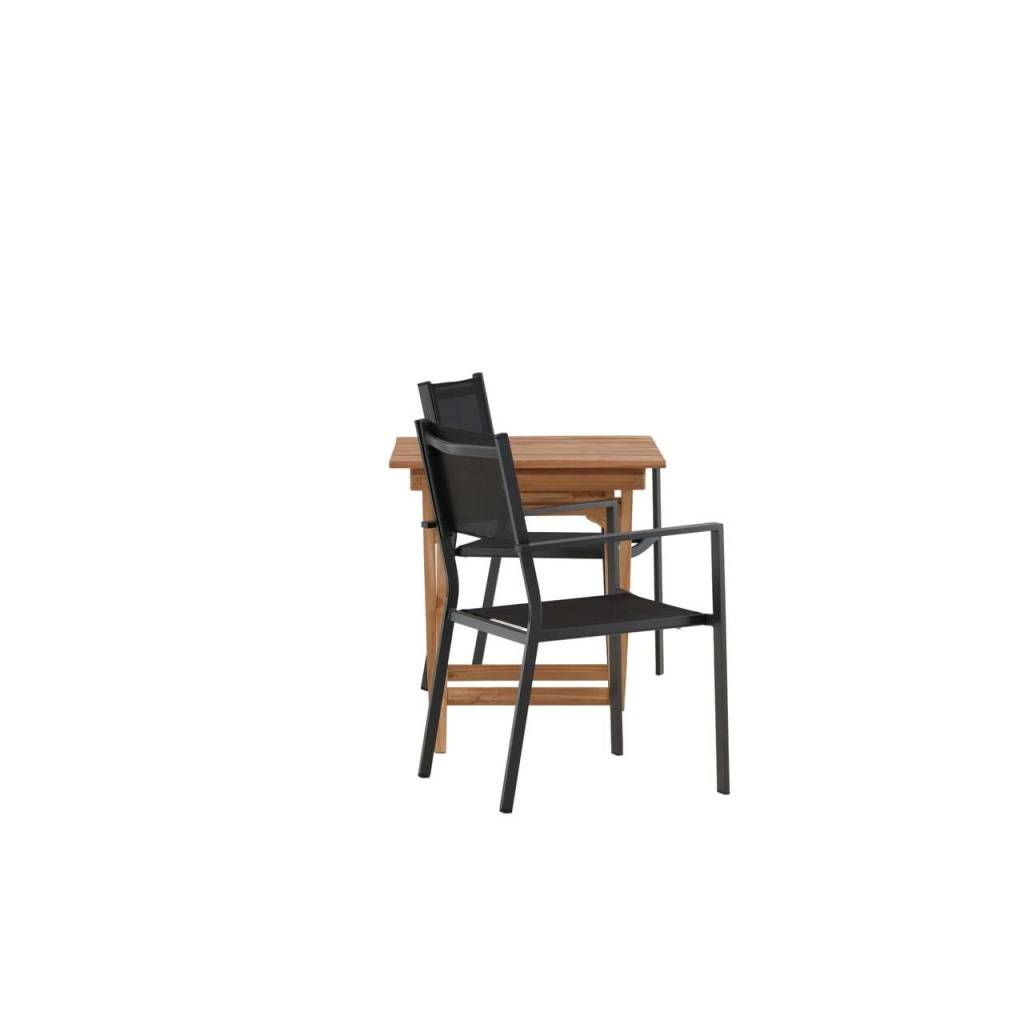 Ghana – Folding Bord- Natural – Teak – 70*70cm _1+ Copacabana stapelstol