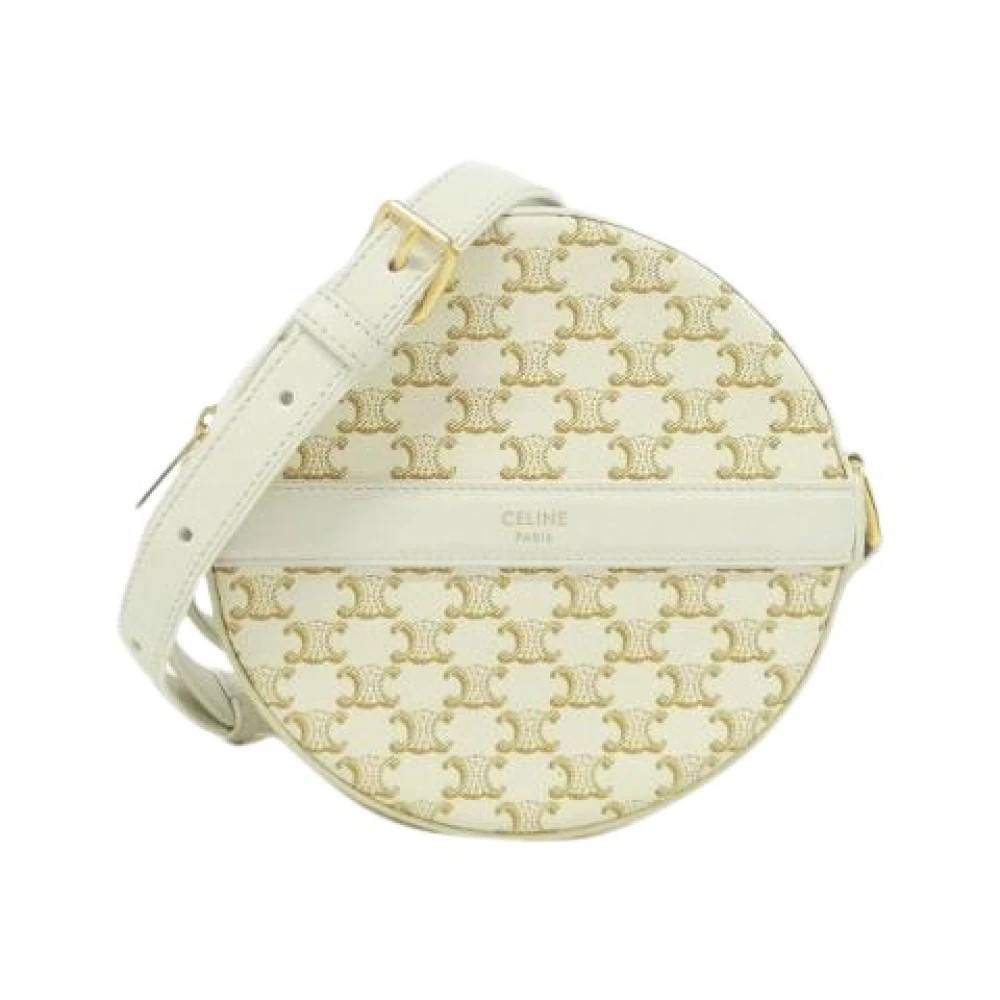 Celine Vintage Pre-owned Triomphe Canvas Lamme Skuldertaske - Vintage - Dame - Hvid - ONE SIZE - Uld