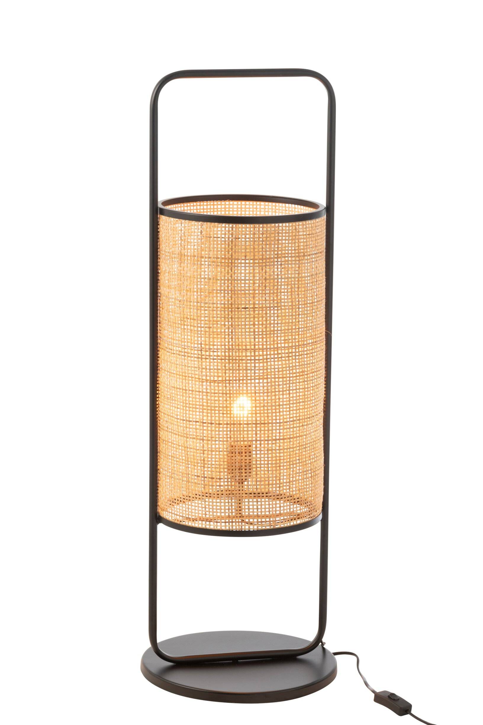 J-Line - Lampe på fod Metal/Rattan Sort/Naturlig 30x30x92 cm.