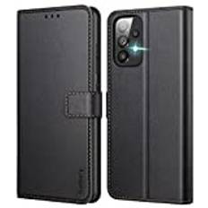 Ganbary Fodral för Samsung Galaxy A33 5G, [premium PU-läderfodral] [flikfodral] [plånboksväska], skyddsfodral för Samsung Galaxy A33 5G - svart