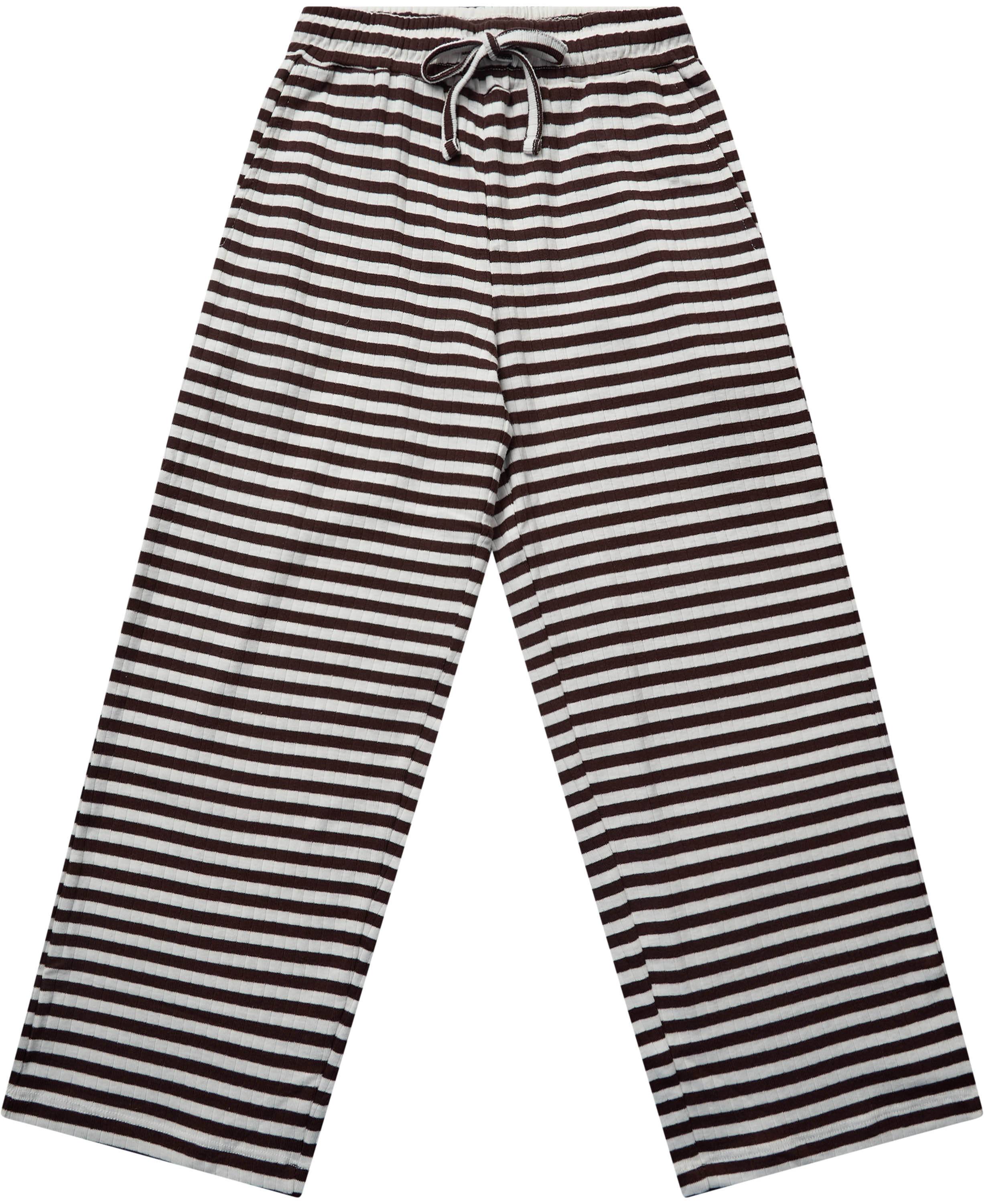 Magasin Mille 9 Junior Pants Gots Str 2 år / 92 cm Star White / Coffee Bean Stripe Nattøj Bomuld.