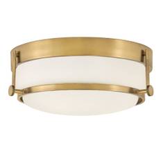 Hinkley Lighting Harper Flush Ceiling Light in Heritage Brass with Whi