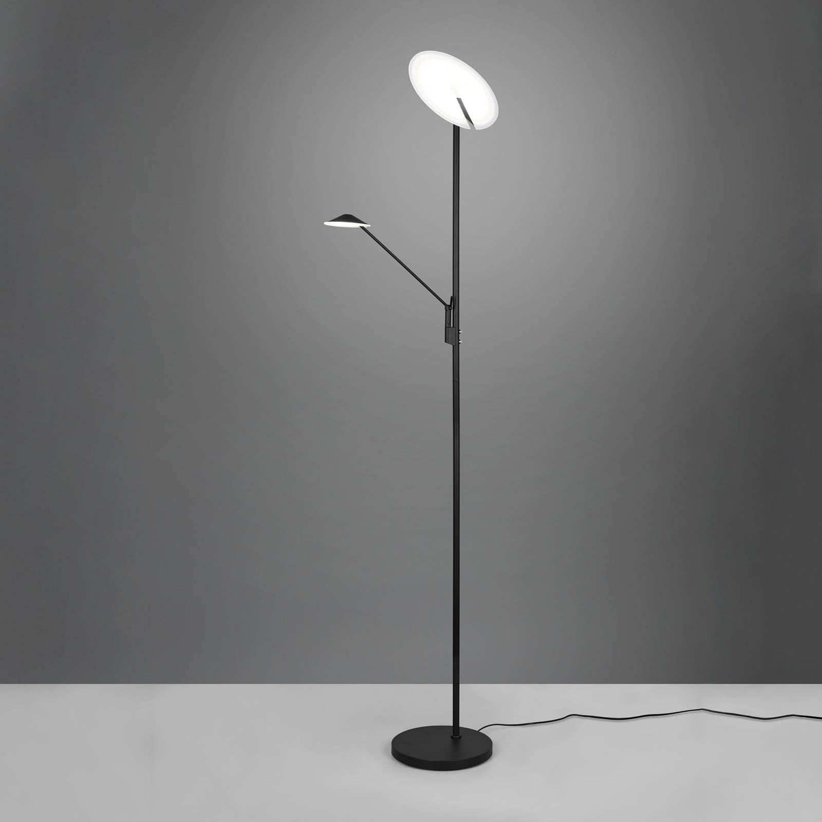 Trio Lighting LED golvlampa Brantford, dimbar, Svart, Vardagsrum / matsal, Metall, Modern, LED-golvlampa