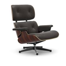 Vitra - Lounge Chair, Santos Palisander Polished/Sides black, Leather Cat. L40 Premium 77 - Fåtöljer - Charles & Ray Eames - Brun - Metall/Trä
