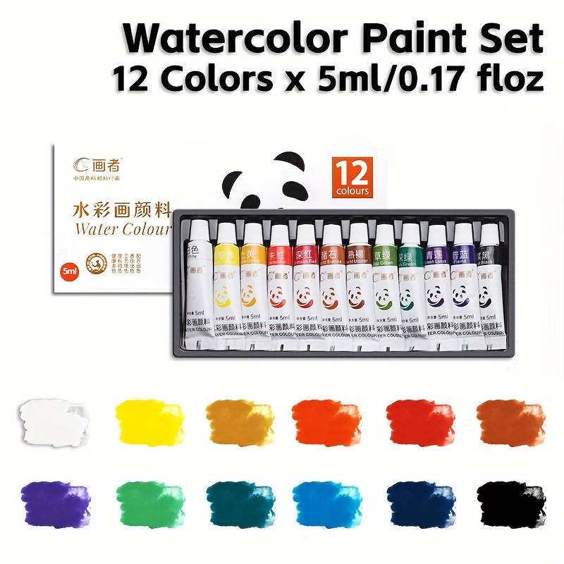 TEMU 12 Colors Watercolor Paint Set, 5ml/0.17oz Tubes, Vibrant Colors, Extremely , Well-pigmented For Water Color Painting, Illustration For Adults, Hobbyist And Professionals., Painter