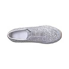 Fritidsskor för kvinnor utan snörning, sneakers, dam, glitter, eleganta sneakers med glitter, sportskor, slip-on, träningsskor, halkfria, promenadskor, enfärgade, komfortskor, platta sulor, halvskor,