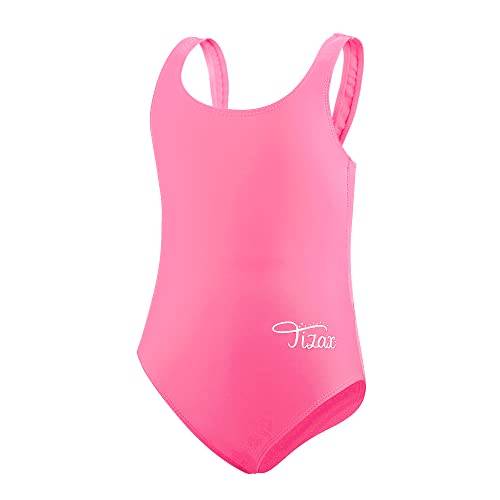 TIZAX Little Girl's One Piece baddräkt UPF 50+ barn brottarrygg atletiska badkläder tjock rem, Light Pink, 9-10 År