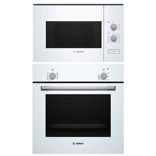 Bosch - HBF010BV1S + BFL520MW0 - Vit. ugn varmluft. mikro 800 W