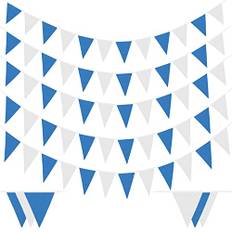 Laipuke 10 m vimpelgirlang i tyg vimpel, banderoll med triangelflagga med 40 st flaggor, banderoll för bröllop, fest, födelsedag, trädgårdsdekorationer (vit)