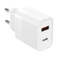 ËSSENTIALS by Upström PD 30W USB-C og USB-A Genanvendt Plastik Vægoplader - Hvid