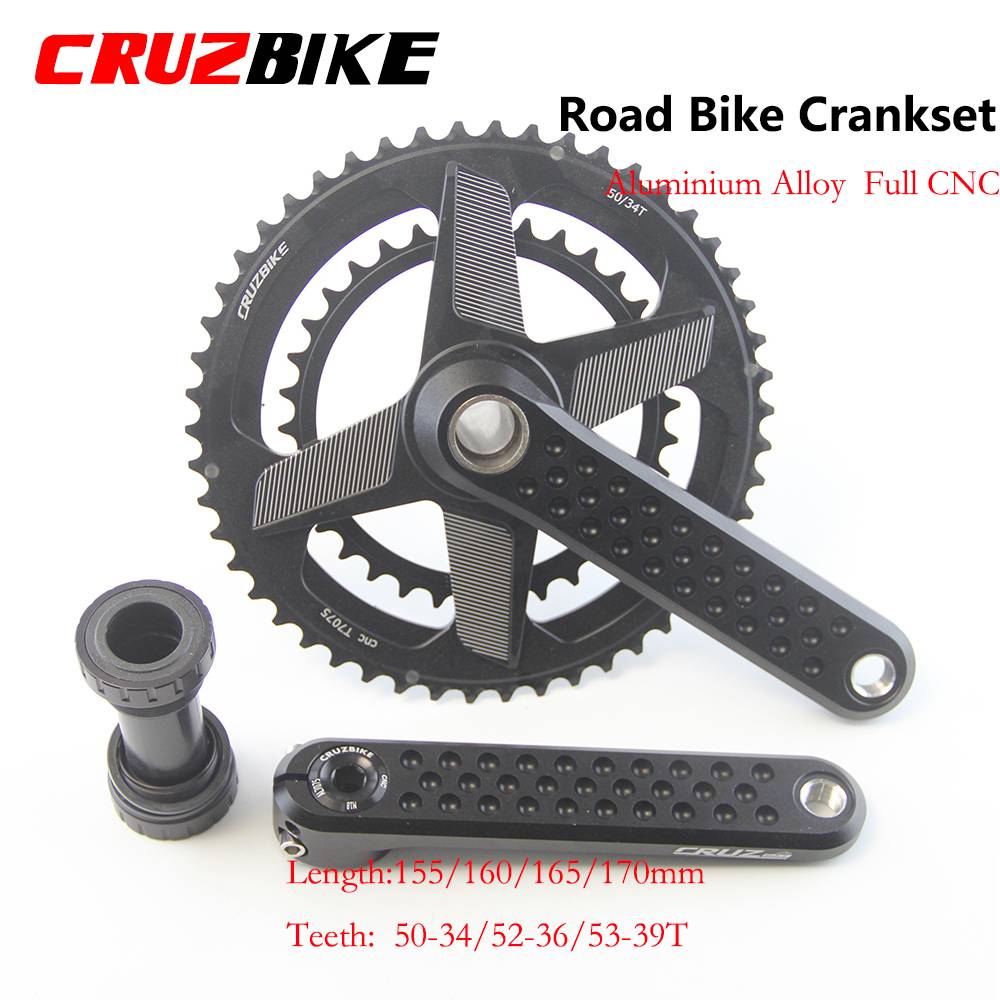CRUZbike Road Bike Crank Crankset 155/160/165/170/ Crank  9/10/11/12 Speed Double Chainring 46-30/48-32T with Bottom Bracket