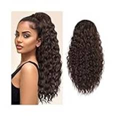 Hästsvansförlängning 24 Inch Drawstring Ponytail Extension Curly Ponytail Clip in Hair Extensions for Women Curly Synthetic Hairpiece for Daily Party Hästsvans hårförlängning(Medium Brown)