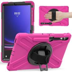 Samsung Galaxy Tab S9 Plus / Tab S8+/S7+/S7 FE - Armor Hybrid cover - 360 grader roterbar - Rosa