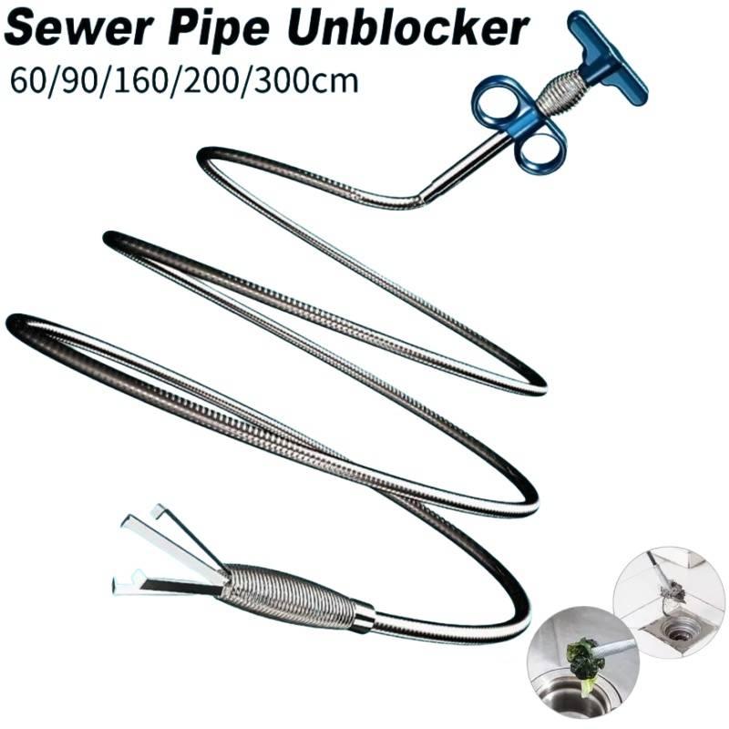 1/1.6/2/3M Spring Pipe Dredging Tools Sewer Pipe Unblocker Drain Snake Hose Drain Cleaner Sticks Clog Remover Cleaning Household