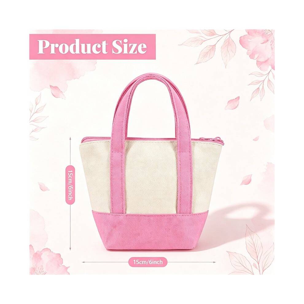 Canvas Tote Bags Bulk, Reusable Small Tote Bag with Top Zipper, DIY Party Favor