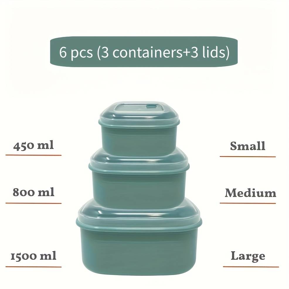 6pcs (3pcs Containers And 3pcs Lids) With Air Holes Microwave Storage Box Lunch Box Ramen Bowl