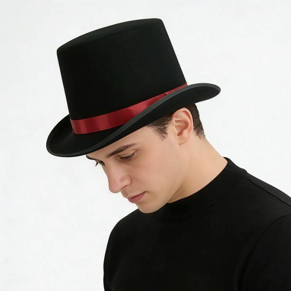 Maskerad Cosplay Filtmössa Utklädning Svart Jazzhatt Karnevalsfestmössa Scenföreställningar 52cm
