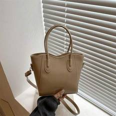 Retro Contrast Color Bucket Handbag, Versatile For Commuting - Khaki
