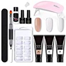 Nagelförlängning gelset, naglar, polygelnagel, snabbförlängning, nagelförlängning, UV-gelset, snabbyggande gel, manikyrset, allt-i-ett-kit, presentset, trendig nagel