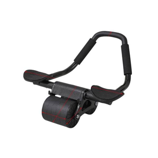 Ab roller med armbågsskydd – tvåhjulig tyst ab roller med fjäderåterfjädring, halkfritt skumhandtag och telefonhållare Black