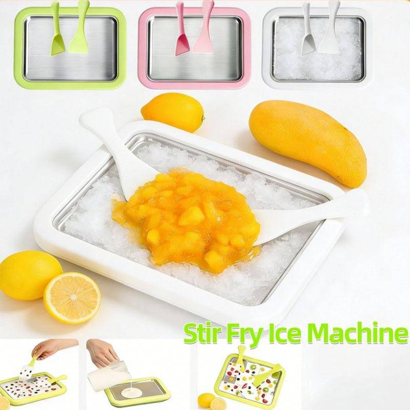 Multifunktionell Rolled Ice Cream Maker - Kall Söt Stekt Is Panna - DIY Hushållsfryst Yoghurtmaskin - För Hembakad Stekt Glass rosa