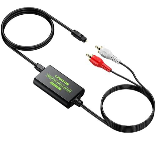 LiNKFOR 192 kHz DAC-omvandlare digital till analog omvandlare digital optisk SPDIF Toslink till analog stereoljud RCA L/R ljudadapter med optisk kabel för HDTV Blu Ray DVD-förstärkare TV-box