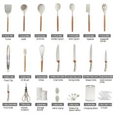 31pcs Kitchen Utensils Set Heat Resistant Cookware Wooden Handle Silicone Kitchen Cooking Utensils blå