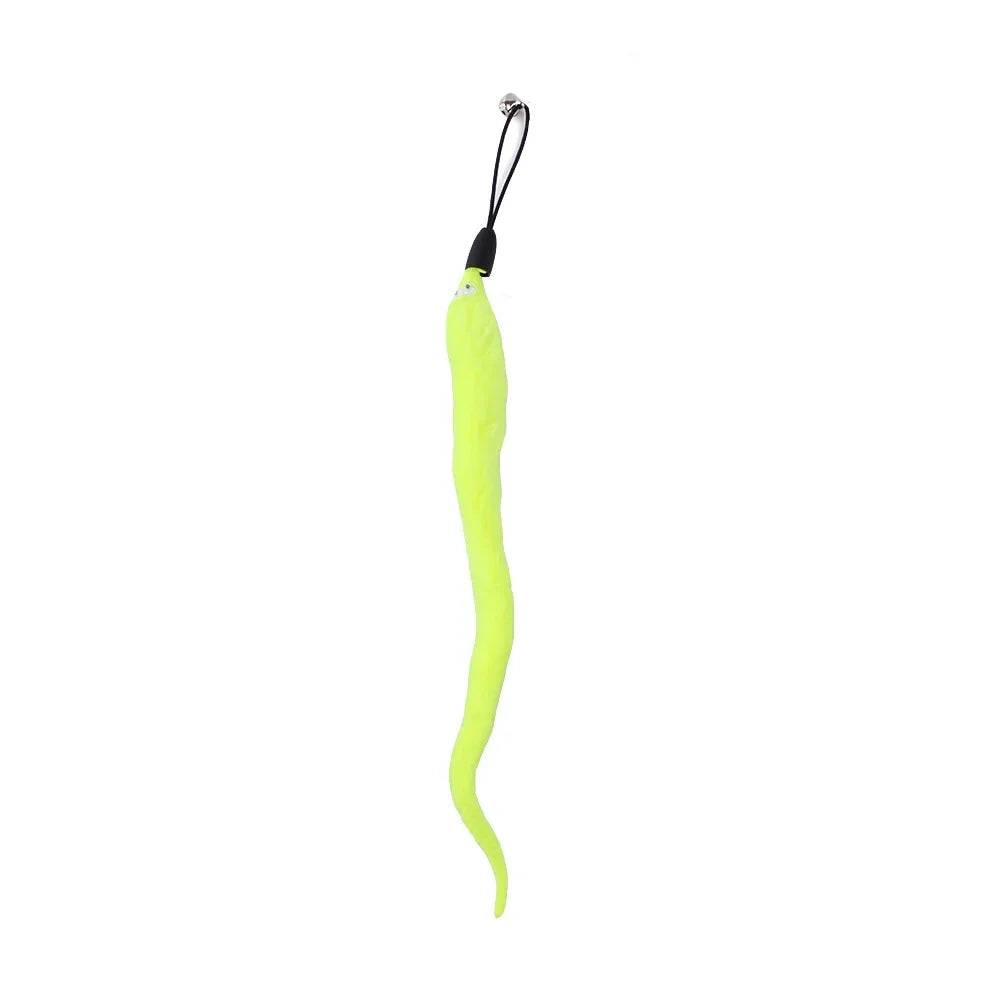 Feather Wand Cat Toy with Bell & Worm String - Interactive Teaser Set - Yellow