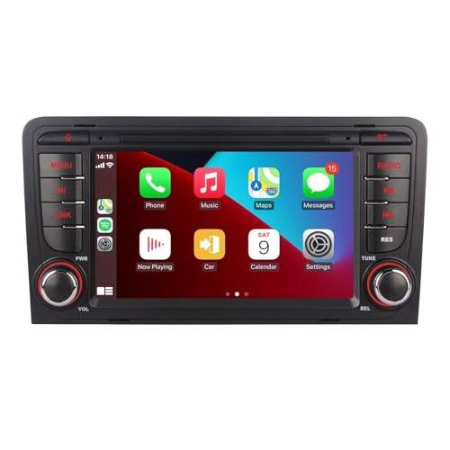 LXKLSZ Autoradio kompatibel mit drahtlos Carplay/Android Auto für Audi A3 S3 RS3 2003-2012 mit 7 Zoll IPS Touchscreen/Bluetooth/Mirror Link/FM/AM/USB/RDS