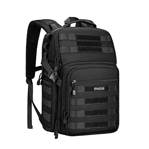 MOSISO Kameraväska, taktisk fotografering DSLR-kameraryggsäck, svart | Professionella SLR spegellösa kameraväskor med stativhållare och 15–16 tums laptopfack kompatibel med Canon/Nikon/Sony