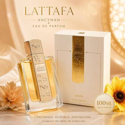 Lattafa Ancyman parfym 100 ml långvarig herrdoft, fräsch träig citrus Eau de Parfum, lyxig arabisk cologne, Halloween-present, julklapp
