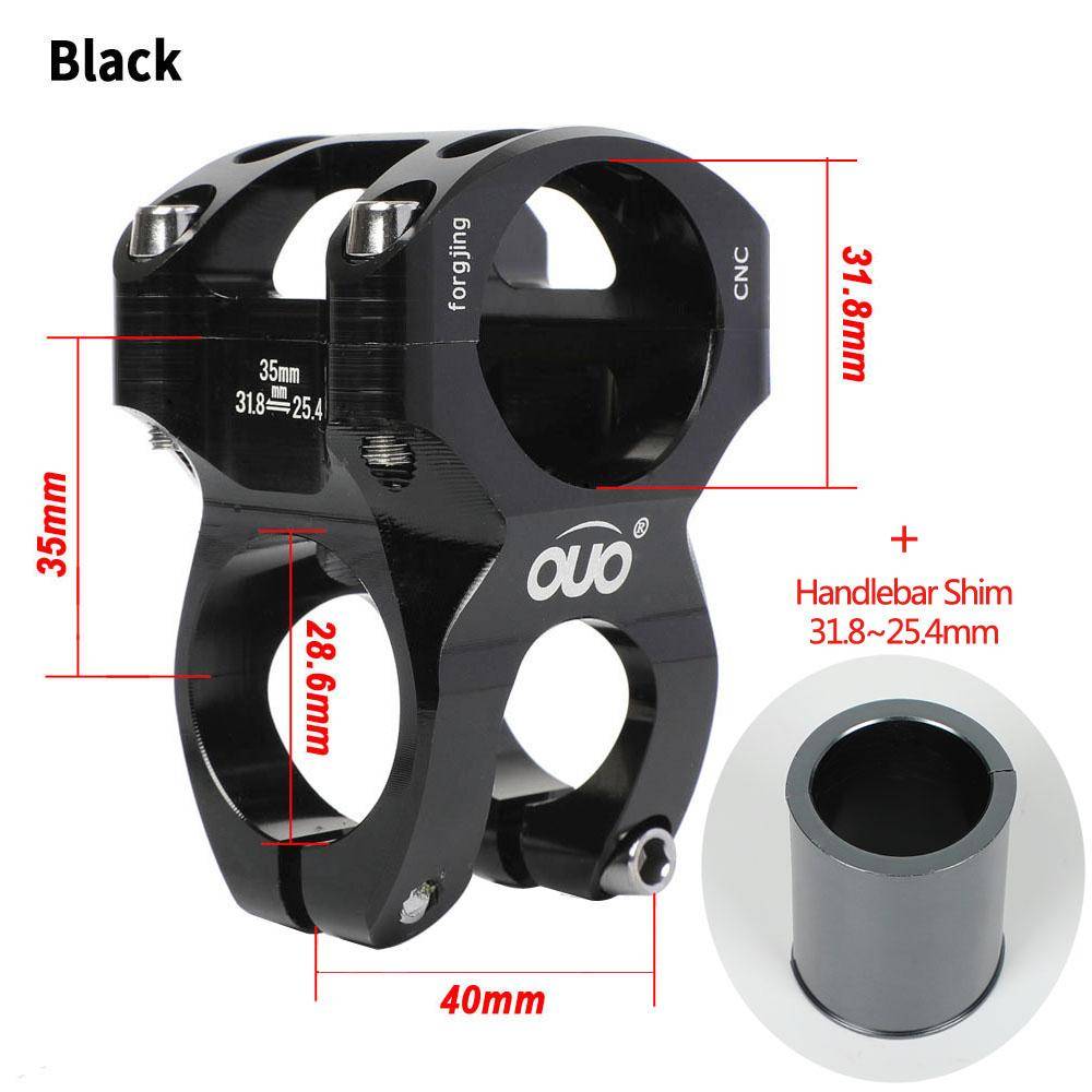 OUO MTB Cykelstyrstam 35 mm För 31,8/25,4 mm Styrklämma Cykelstyre Stam 0 Grader CNC Stamhöjare Mountainbike Nedre Stam Cykel