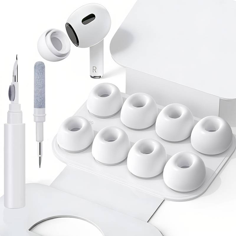 TEMU 4 Pairs Replacement Ear Tips For Airpods Pro 2nd/, Silicone Material And Cleaning Pen, 4 Sizes Xs/s/m/l