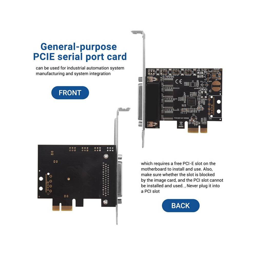 PCI-E Serial Port Card Pcie to 4 Serial Port RS232 9-Pin Industrial Control 4-Port Expansion Card AX99100 with Cable