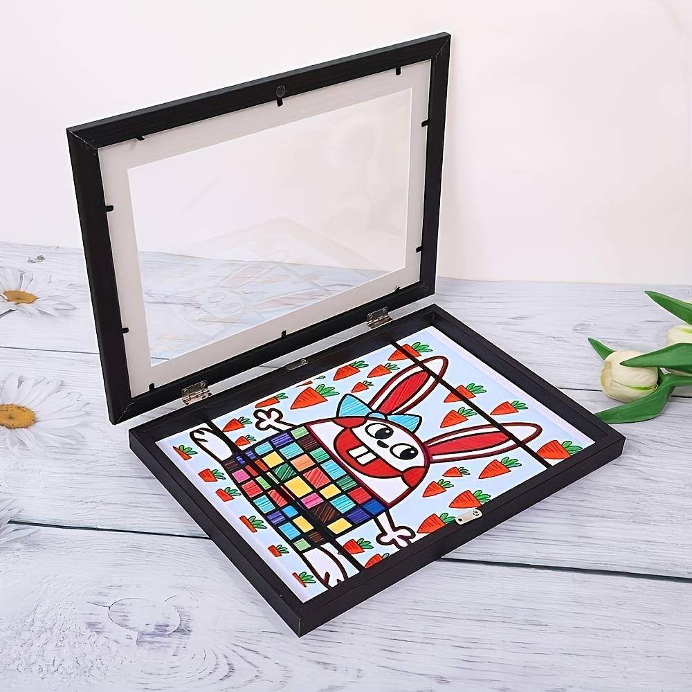 TEMU A4 Art Frame With Foldable - Cartoon Style, Front-opening Photo Holder, Great For Home And Office Decoration, Perfect Birthday Present, Ornaments