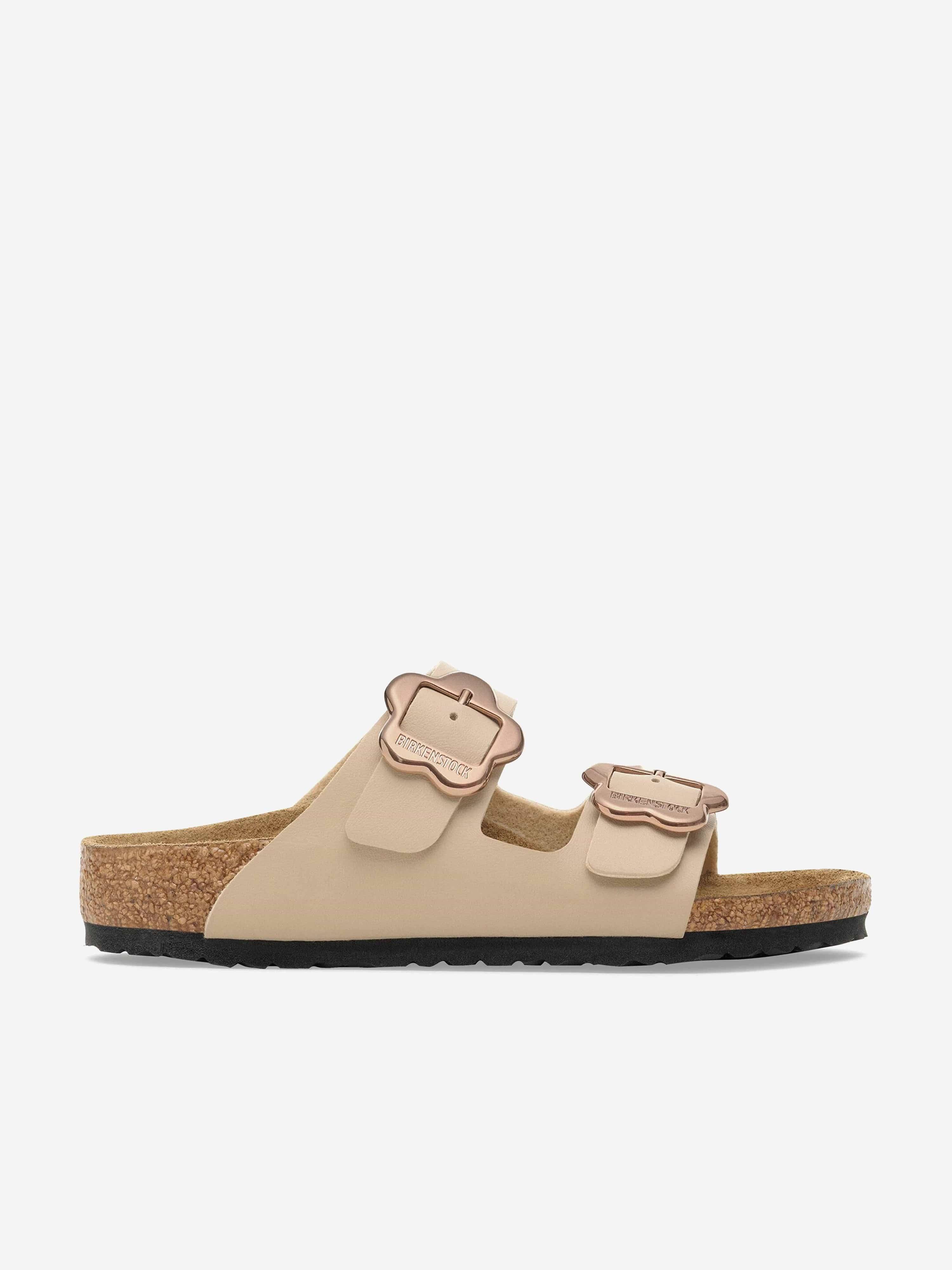 BIRKENSTOCK Girls Arizona Flower Buckle Sandals in Beige - Beige / EU 38 UK 5 (EU 38 UK 5)