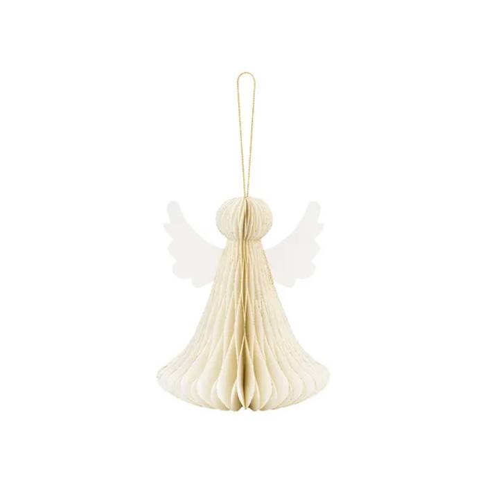 Honeycomb papirengel ivory 15 cm.