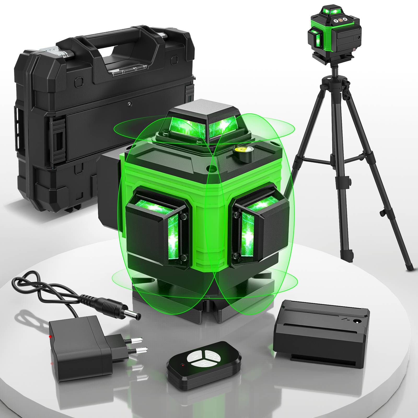 16-Line 4D Laser Level 360° Self-Leveling Horizontal and Vertical Cross Ultra-Bright Green Laser Measurement and Leveling Tool