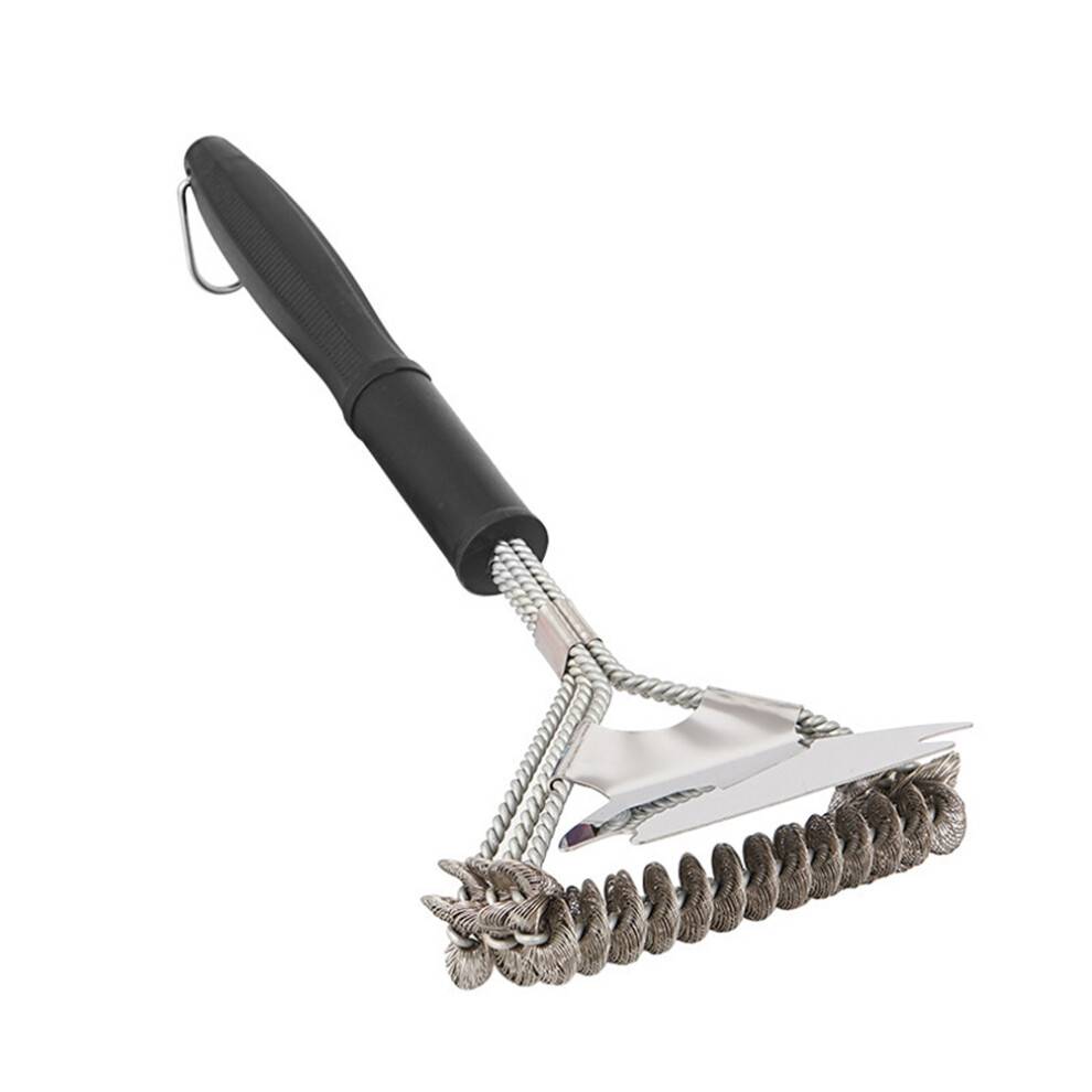 Børstefri grillbørste, kraftig grillrens til alle grilltyper, grillskraber i rustfrit stål med dobbelt spiraldesign, hul skraber, fleksibel spiral