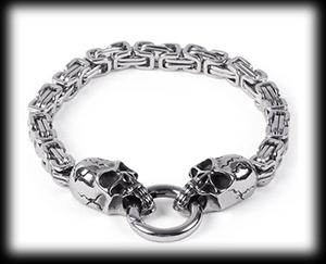 Dödskalle armband i rostfritt stål., DSKB480