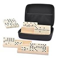 Complete Domino Set, Classic Retro Domino Game, Glam Dominoes Set, Complete D6 Dominoes Game, Luxury Dominos Set 28pcs Dominoes 4pcs Wooden Domino Stands 1pc Storage Bag For Adults & Children, Game