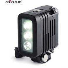 Soonsun 50m vattentät undervattensdykning led-spotlight för gopro hero 8 7 6 5 4 för dji osmo action för canon dslr-kameror